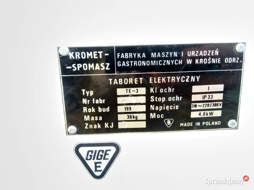 Taboret elektryczny KrometSpomasz 48 kW polski Gastronomia Biznes i Przemysł Lublin