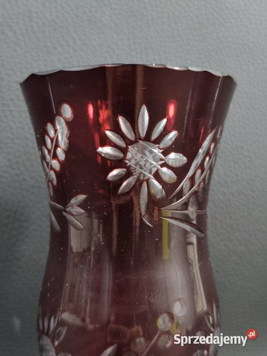 Rubinowy Kryształowy Wazon Bohemia Wazony Poddębice sprzedam