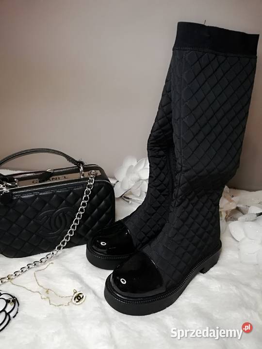 kozaki pikowane czarne w stylu Chanel Kozaki Warszawa