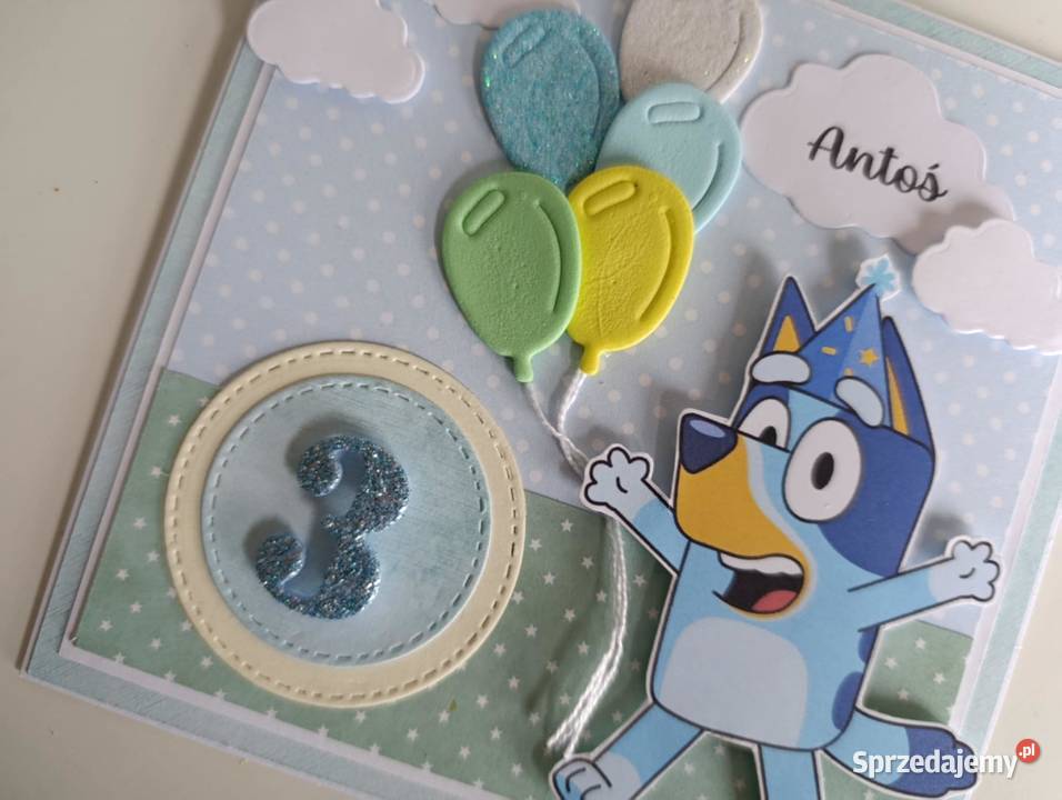 Personalizowana kartka urodinowa Bluey Łódź