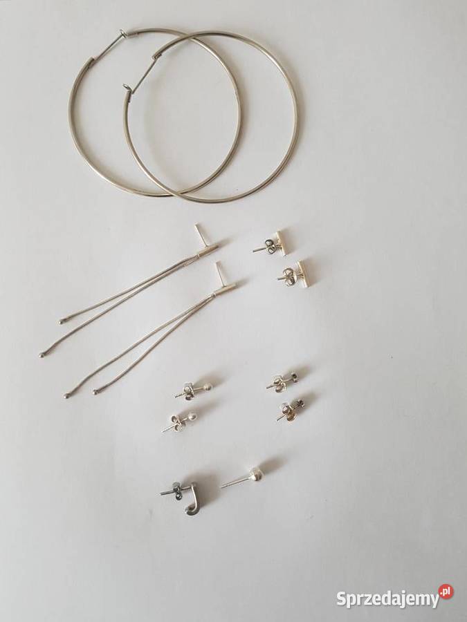 Kolczyki 5 srebrne i posrebrzane Nowy Sącz sprzedam