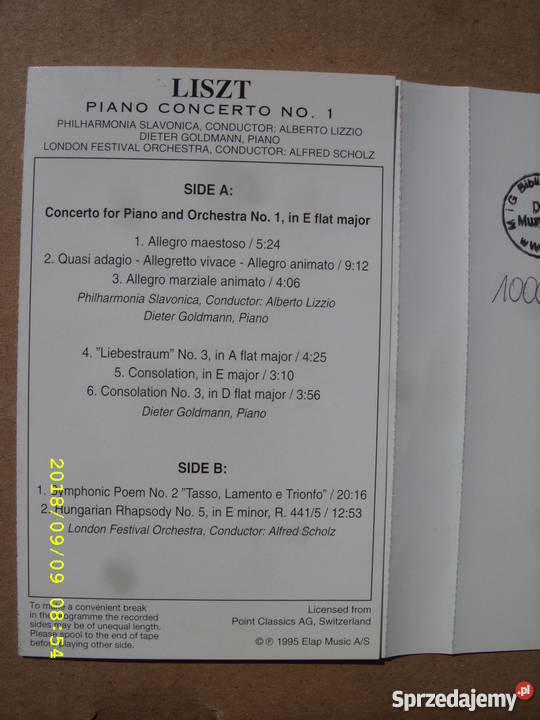 LISZTPIANO KONCERTO NO 1 kaseta audio Wołów sprzedam