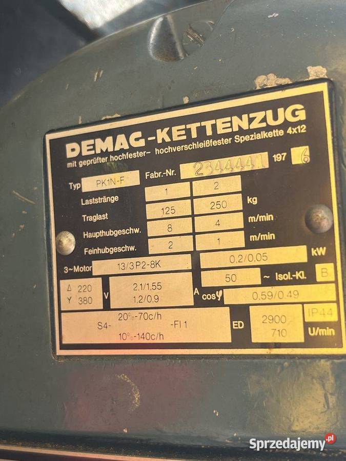 Żuraw 250 wciagarka Demag L185 H 278 Tuliszków