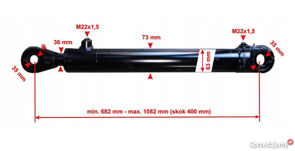 Siłownik Hydrauliczny 63x36 Skok 400 Mocowania Solec Kujawski
