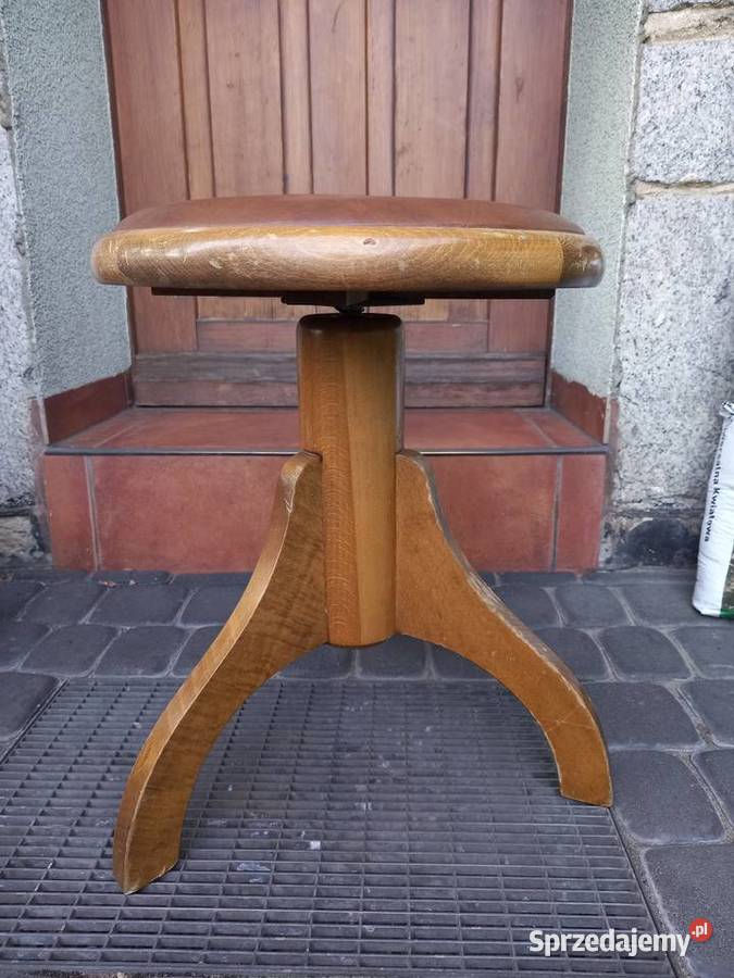 Stary stołek taboret obrotowy z regulacją Rawicz
