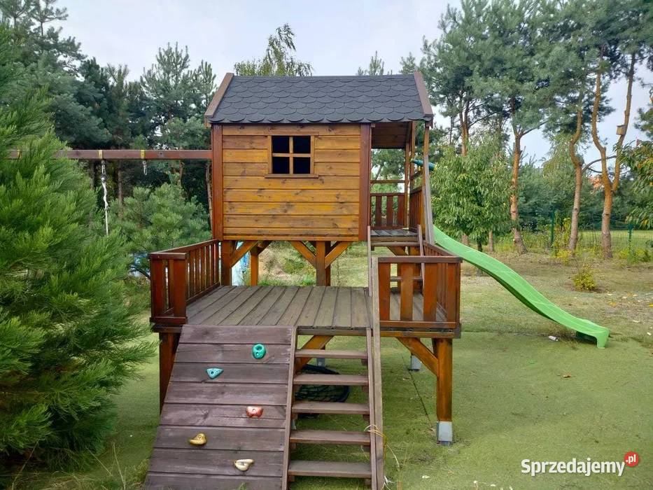 duży domek drewniany dzieci stan powiększony