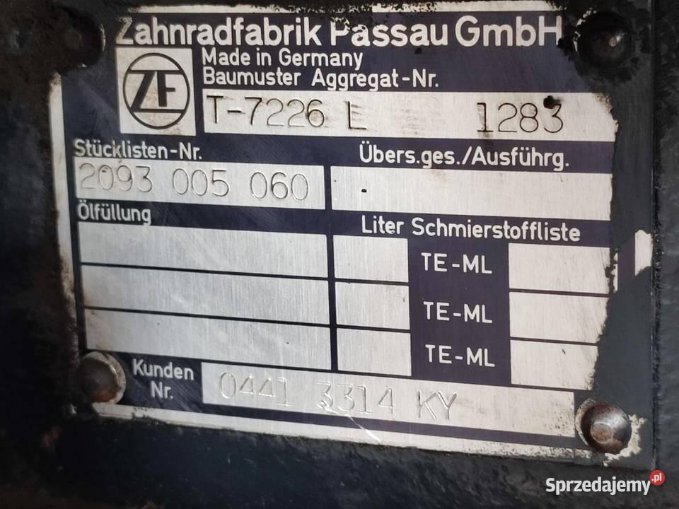 Skrzynia biegów T 7226 L DEUTZ FAHR 620 AGROTRON sprzedam