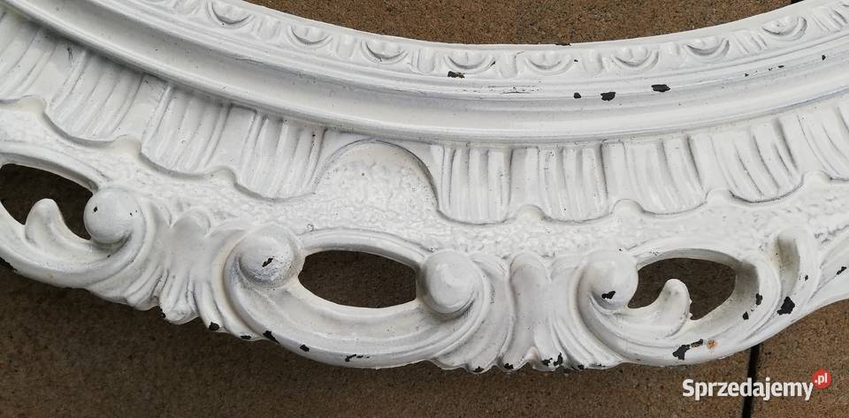 Rama owalna rzeźbiona niebieska biała ozdobna Garwolin