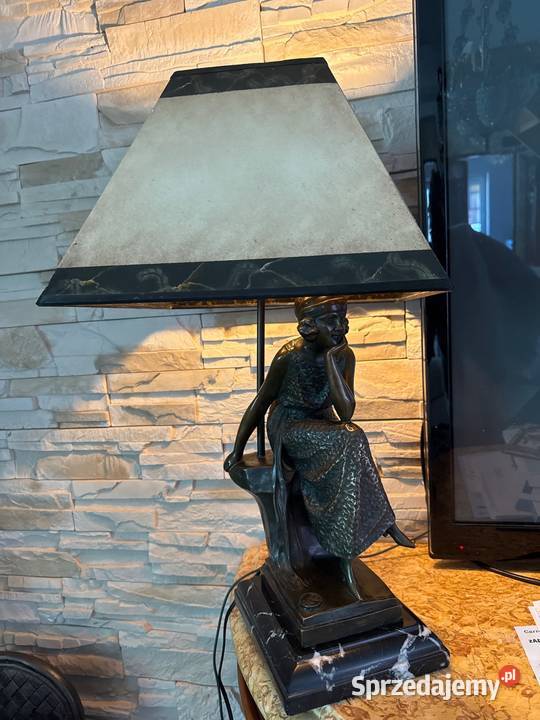 Przedwojenna lampa gabinetowa z brązu sygnowana Długopole-Zdrój sprzedam