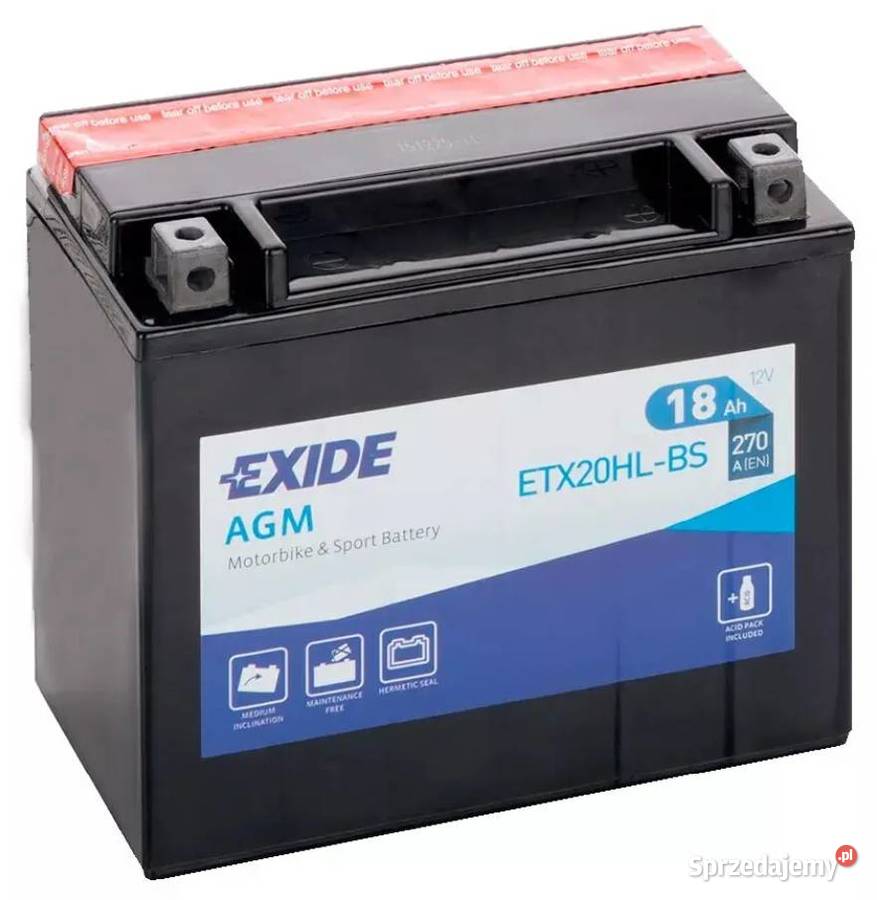 Akumulator motocyklowy EXIDE ETX20HLBS YTX20HLBS Motoryzacja Zakopane