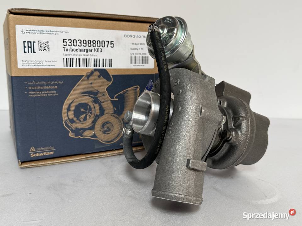 Nowa Turbosprężarka BorgWarner 53039880075 Turbosprężarki