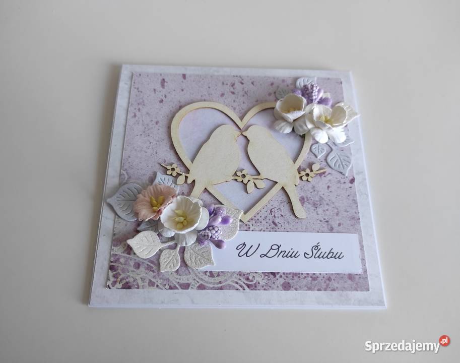 Kartka ręcznie robiona na ślub z pudełeczkiem