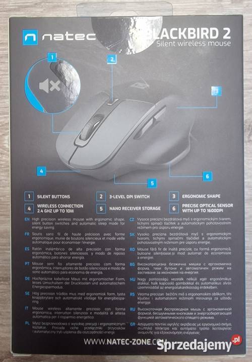 Natec Blackbird 2 bezprzewodowa mysz 24GHz cicha