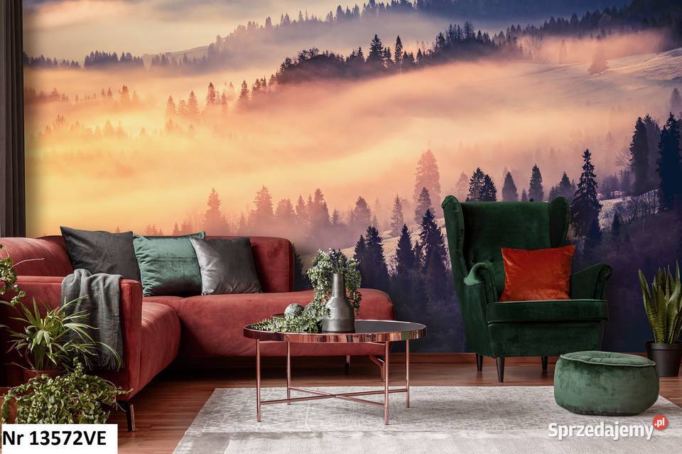 Tapeta fototapeta Widok we mgle lasy góry natura Ściany i elewacje Leszno