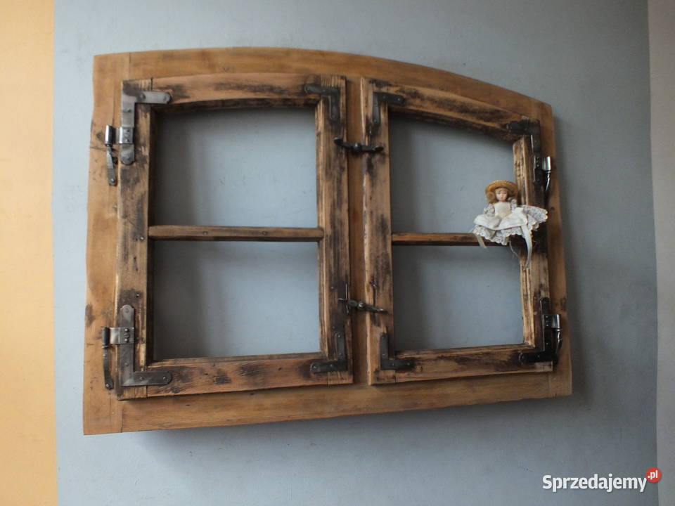 Stare okna drewniane około 1890 piękne z ramą dolnośląskie Bielawa