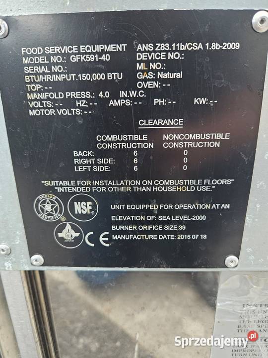 Frytownica gastronomiczna gazowa GGMgastro 38 kW Pszczyna