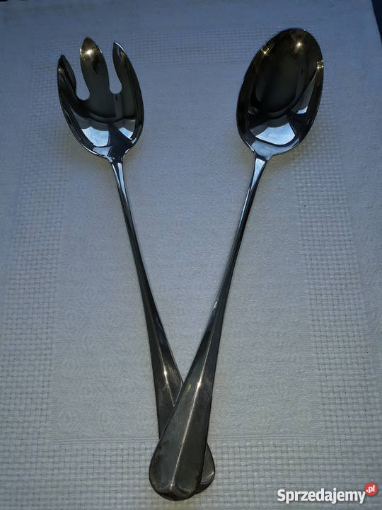 srebrzony komplet sztućców do sałatki sztućce