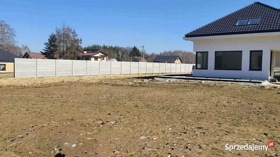 Nowoczesny Styl Ogrodzenia Betonowego Grafit Nisko