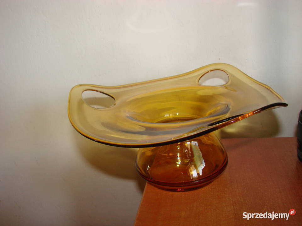 szklany miodowy bursztynowy wazon