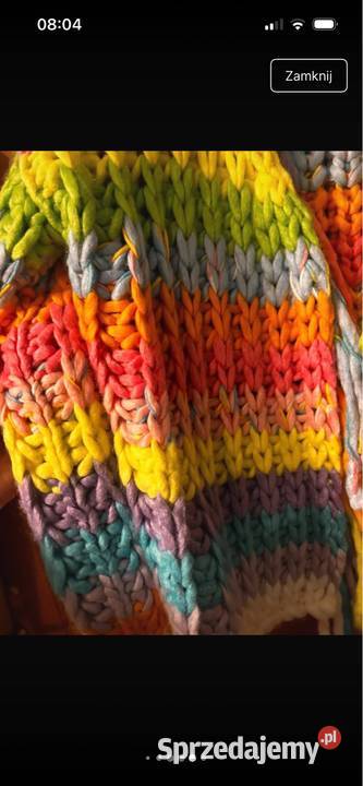 Kardigan sweter wełniany multikolor pomarańczowy Gorzów Wielkopolski