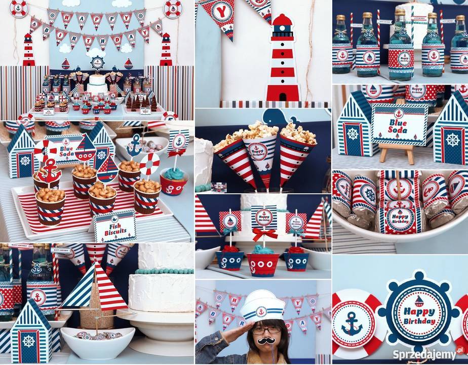 Marynarz granat szablony urodziny słodki stół wielkopolskie