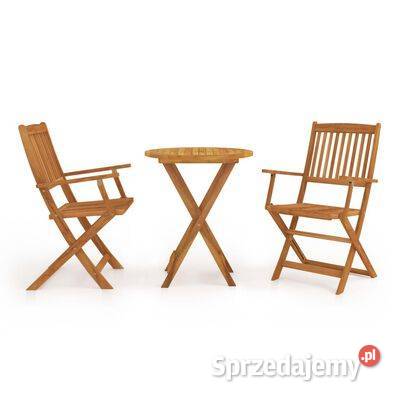 vidaXL 3cz składany zestaw bistro lite drewno mazowieckie