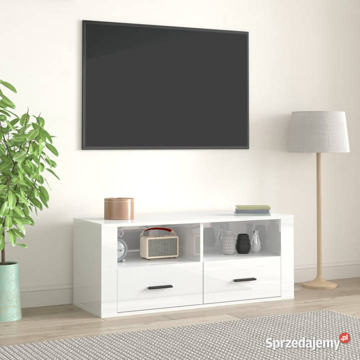 Szafka pod TV wysoki połysk biała 100x35x40 RTV RTV Warszawa