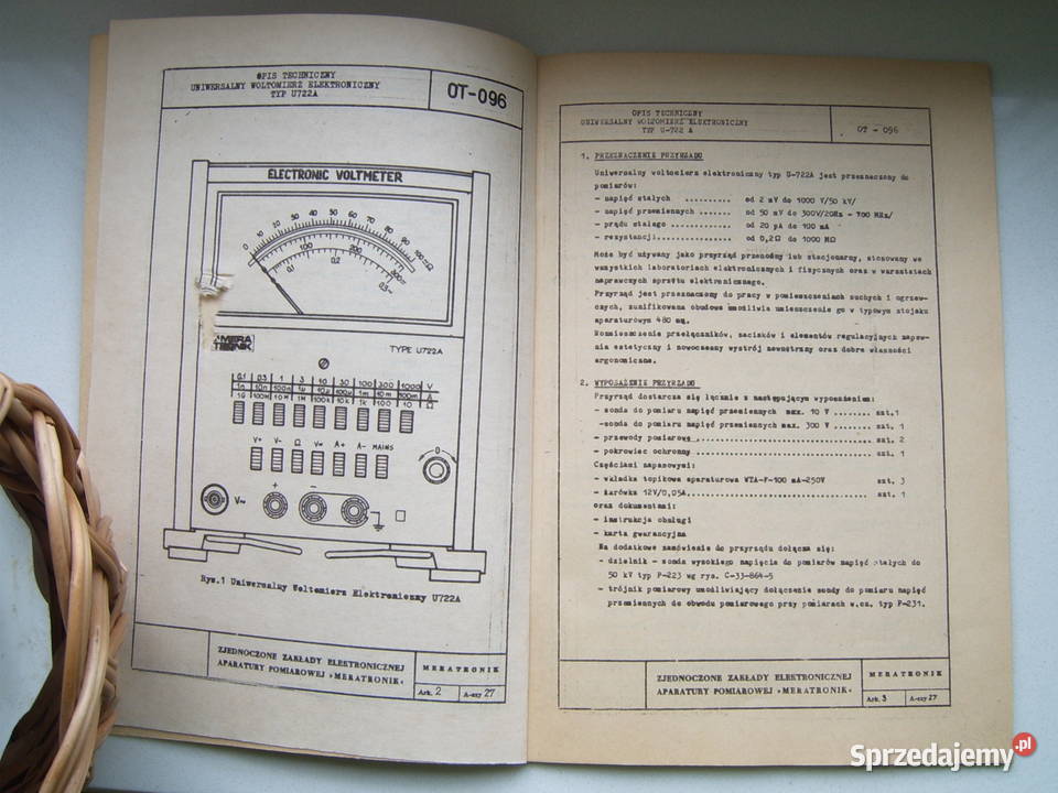 U722A miliwoltomierz ELPO instrukcja schemat DTR sprzedam