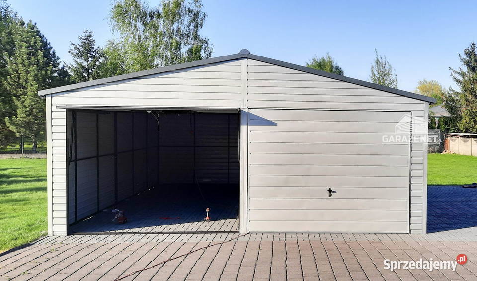 GARAŻ BLASZANY 65m x 6m DWUSPAD 2X BRAMA UCHYLNA Łapanów