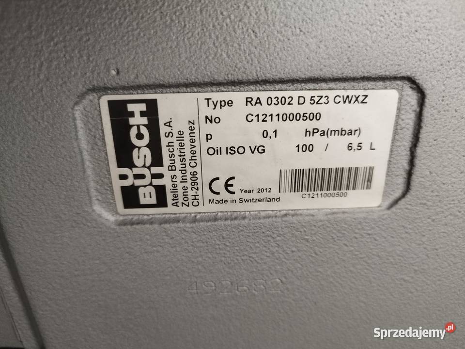 Pompa Próżniowa Busch RA 0302 D 5Z3 CWXZ małopolskie Wieliczka sprzedam