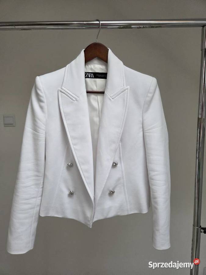 Biała elegancka marynarka żakiet ze srebrnymi szary/srebrny Liszki