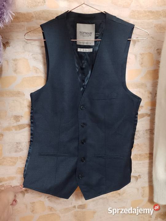 XXSXS Topman Granatowa kamizelka garniturowa z Kraków