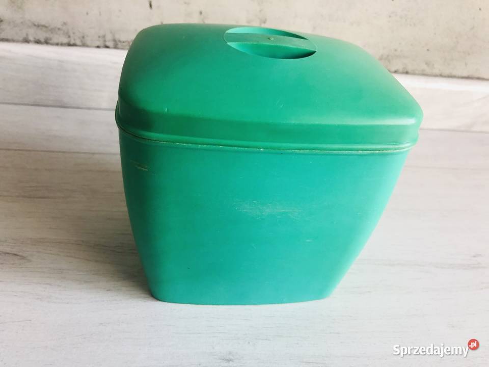 Zielone pudełko z pokrywką PRL plastikowe Łódź