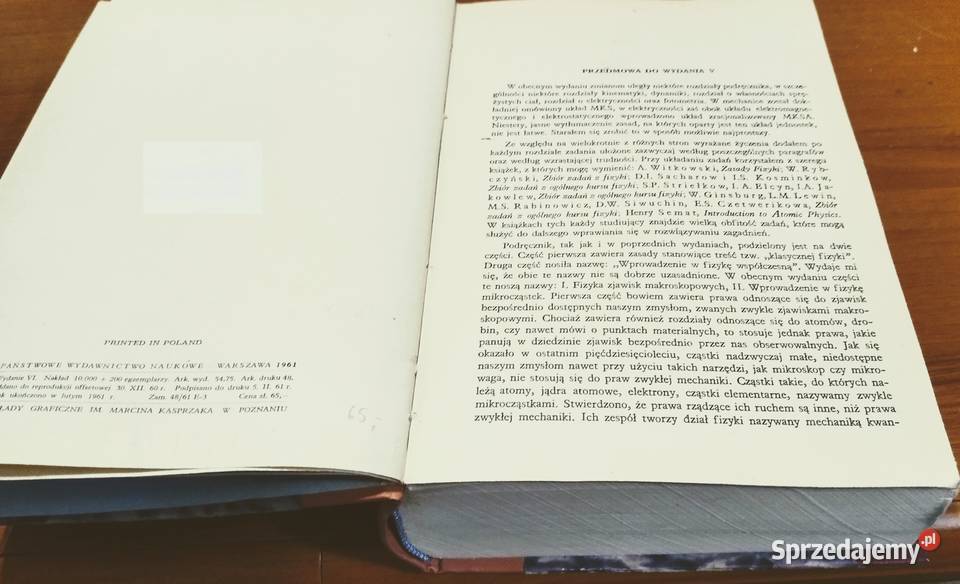 Fizyka podręcznik wyższych szkół technicznych Rok wydania 1961 Gdańsk