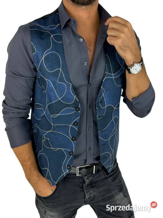 GIOVANNI PERA kamizelka męska D632 granat słoje Rozmiar L Ostrów Wielkopolski sprzedam