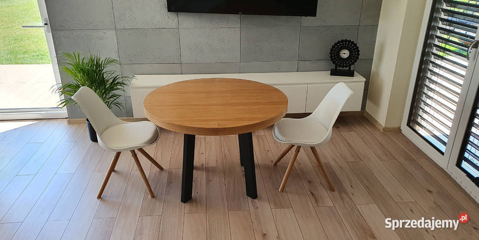 Nowoczesny stół dębowy okrągły rozkładany Loft 4 110cm Krosno