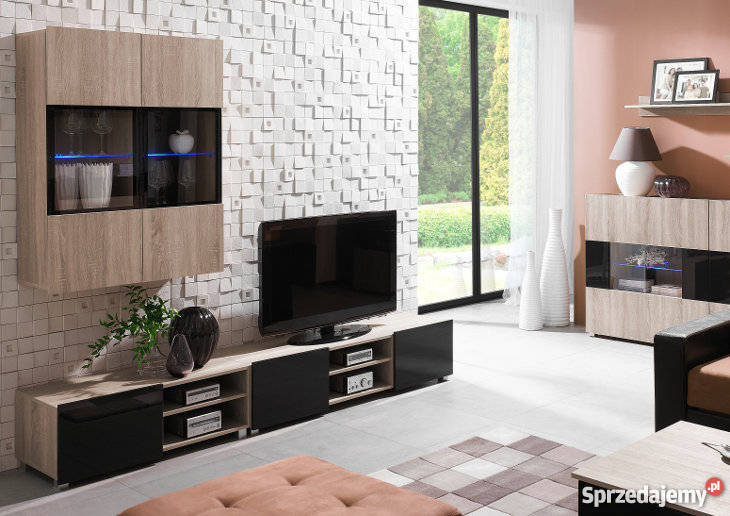 Meblościanka Gordia różne kolory wstawki połysku