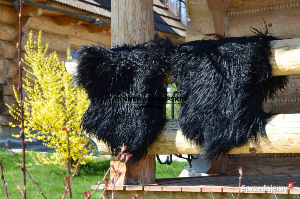 Skóra Owcza Czarna Długi Kręcony Włos Skóry Dywany i wykładziny Szaflary