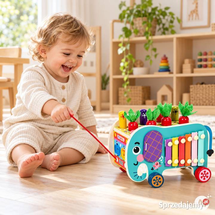 Drewniana kostka edukacyjna słonik 8w1