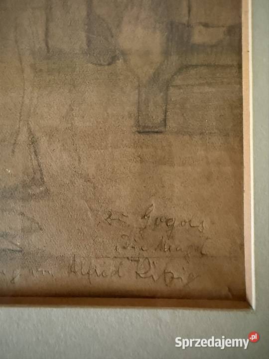 Grafika Oryginalny Rysunek Ołówkiem 1950 Alfred Antyki Czerwionka-Leszczyny