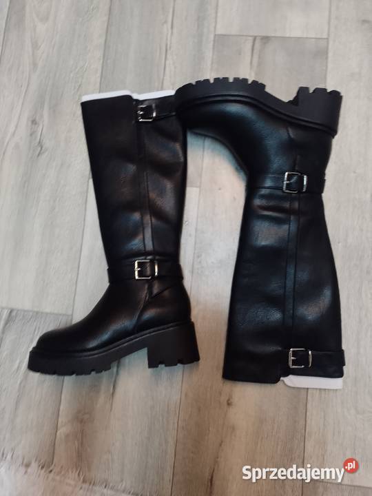 37 Czarne traperowe Kozaki oficerki biznesowe Kraków