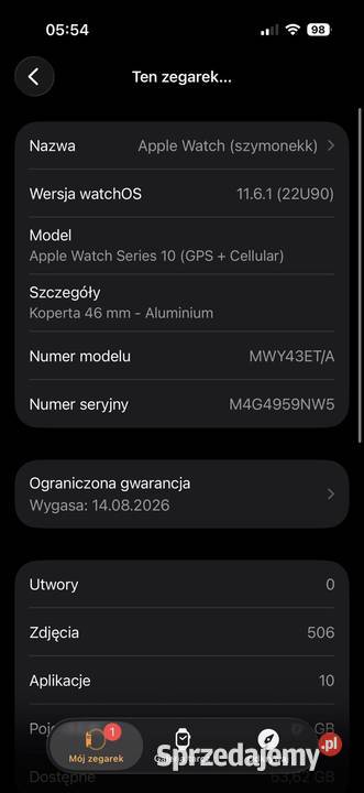 apple watch 10 46mm gps cellular Lisków