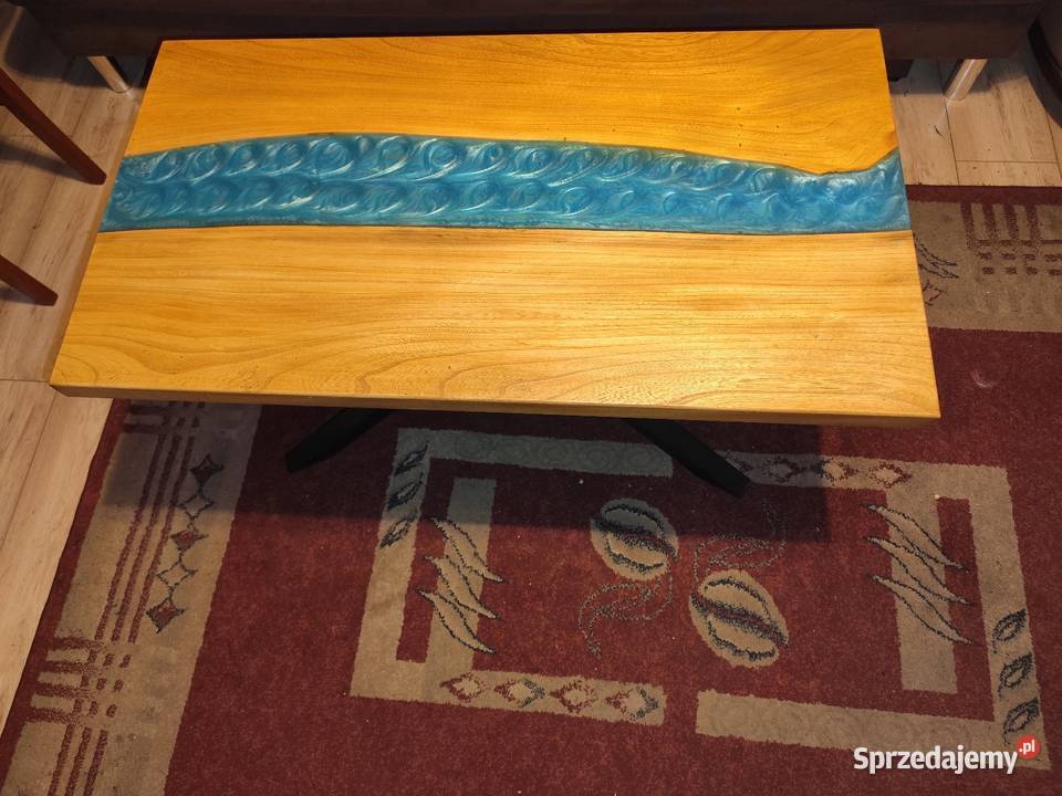 Stolik dębowy wylany żywicą 50cm Bielsk Podlaski