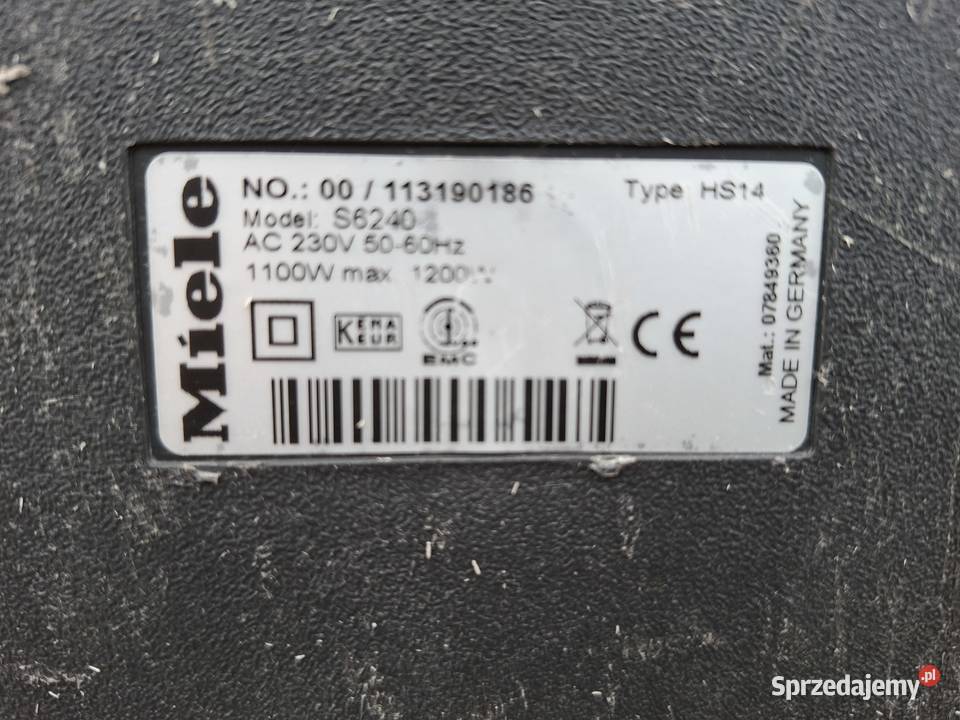 Odkurzacz Miele S6240 EcoLine NIE DZIAŁA warmińsko-mazurskie Giżycko
