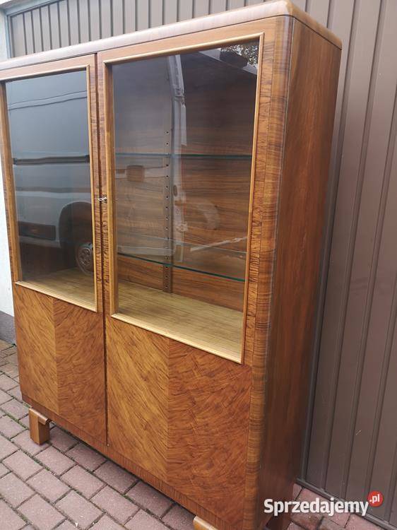 Witryna Biblioteka ARTDECO Orzech Zgrabna Stara Swarzędz