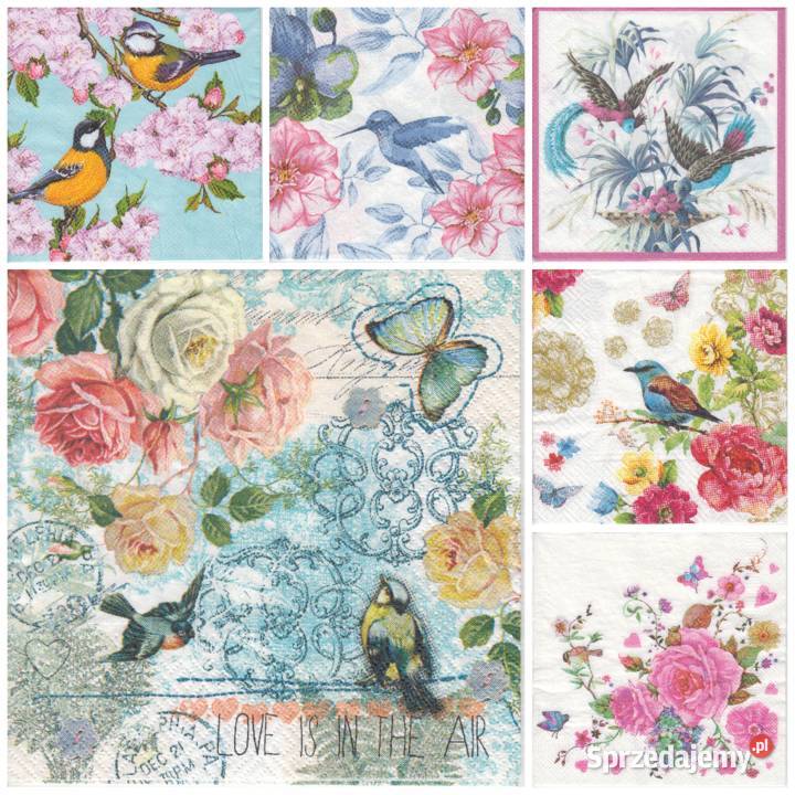 Decoupage serwetki ptaki ptaszki kwiaty sikorki Skarżysko-Kamienna