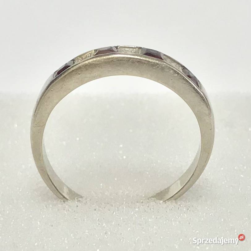 PIERŚCIONEK 585 14K kamienie RUBINY białe ZŁOTO Warszawa sprzedam