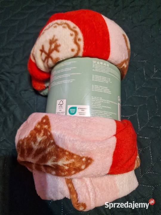 NOWY Koc świąteczny flanela kolorowy pierniki Wrocław