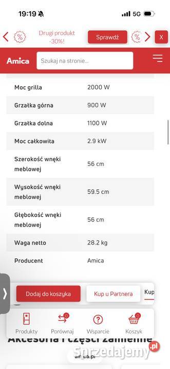 Amica piekarnik 2 miesiące używane Kuchenki i piekarniki Warszawa