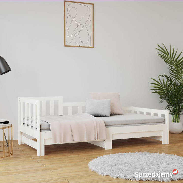 Łóżko rozsuwane białe 2x90x190 lite drewno 68cm Warszawa